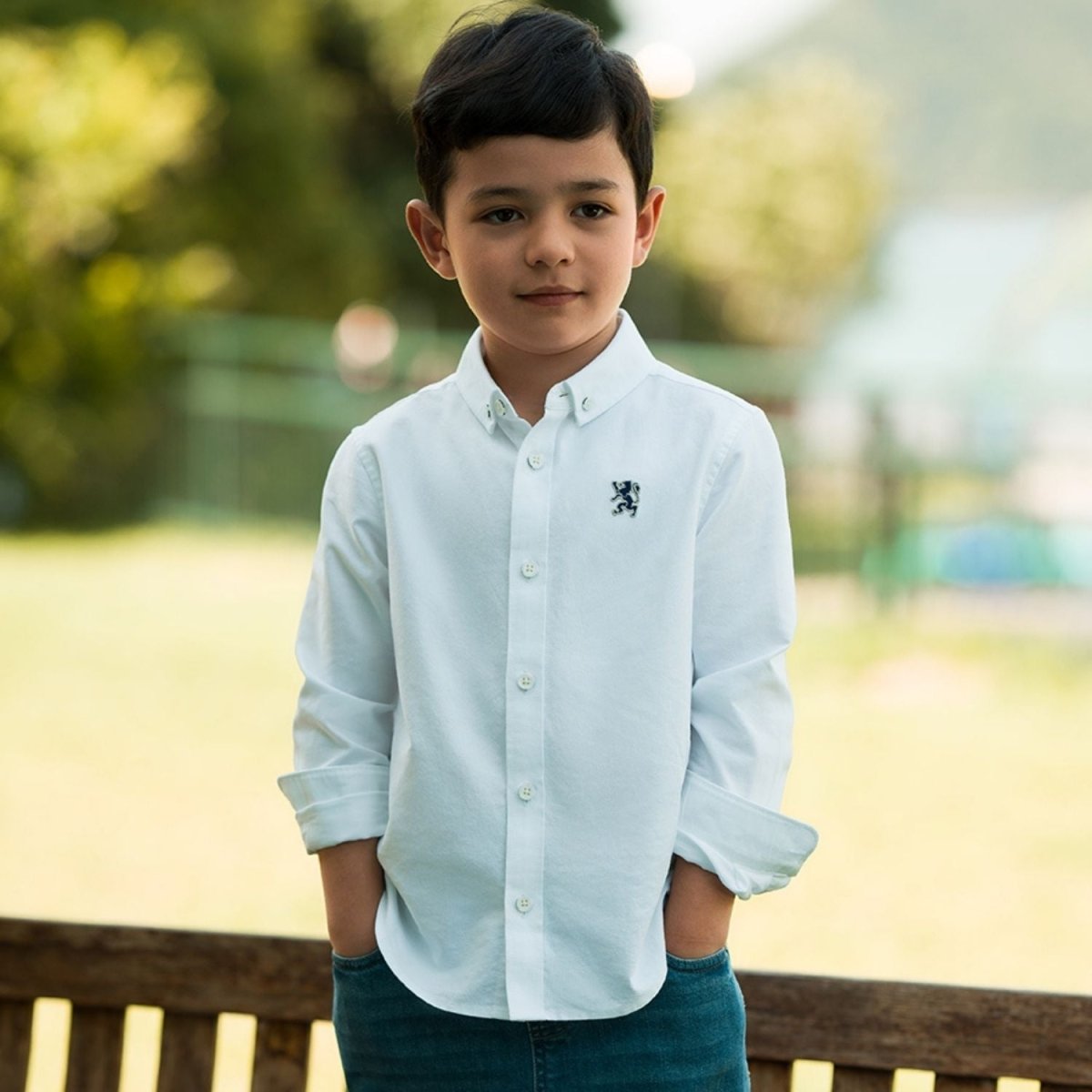 Kids' Regular Fit Cotton Oxford Long Sleeve Shirt - Giordano