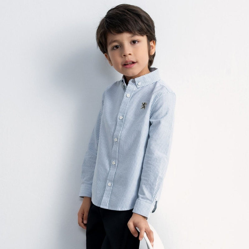 Kids' Regular Fit Cotton Oxford Long Sleeve Shirt 4 Y - Shop Giordano