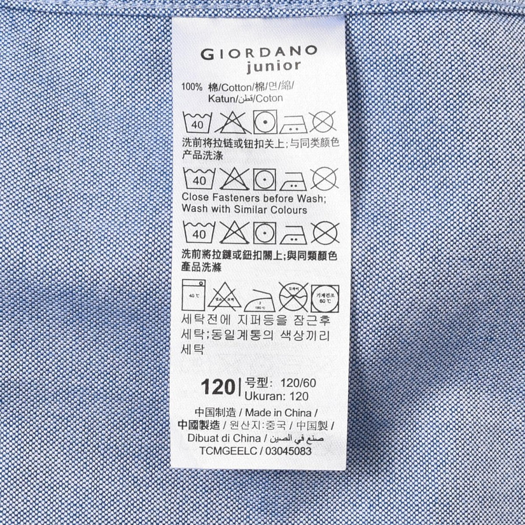 Kids' Regular Fit Cotton Oxford Long Sleeve Shirt 4 Y - Shop Giordano