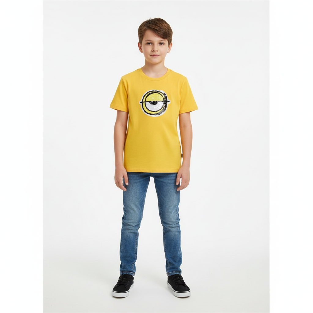 تي شيرت مطبوع برقبة دائرية وقصّة عادية للأطفال | مجموعة مينيون