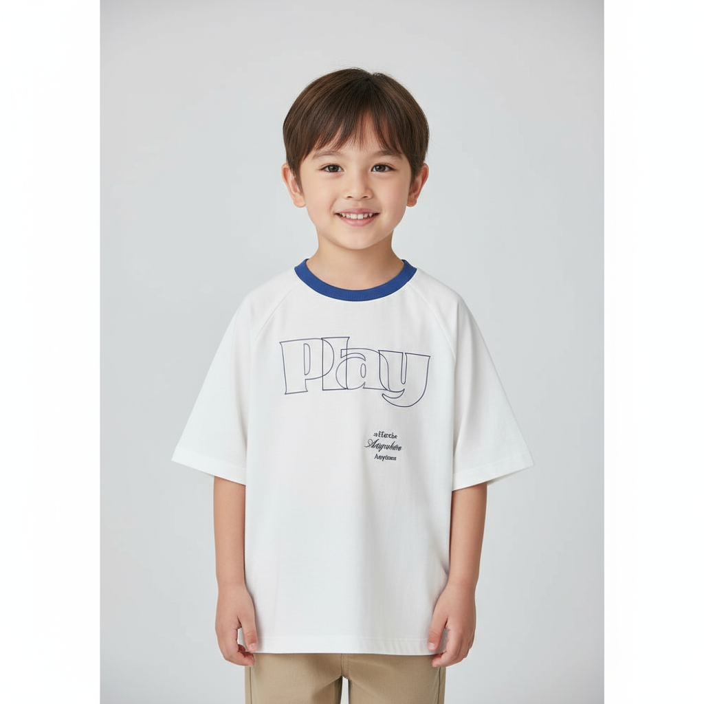 Kids' Relaxed Fit Cotton-Blend Crew Neck Printed Tee