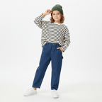 Kid's Relaxed Taper Mid - Rise Elastic Waist Denim Jeans 4 Y - Shop Giordano