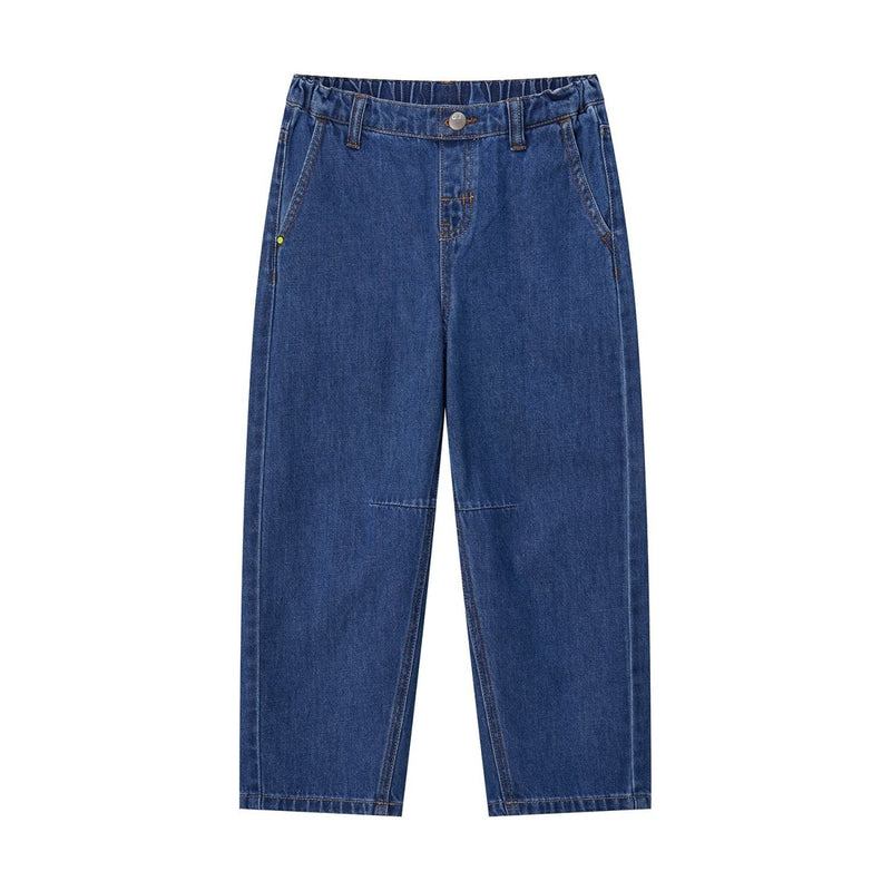 Kid's Relaxed Taper Mid - Rise Elastic Waist Denim Jeans 4 Y - Shop Giordano
