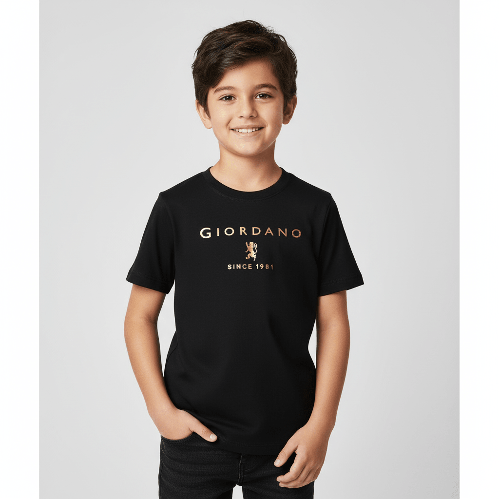 Giordano Kid's Signature Printed Crew Neck Cotton Jersey Tee - Premium Print Tee