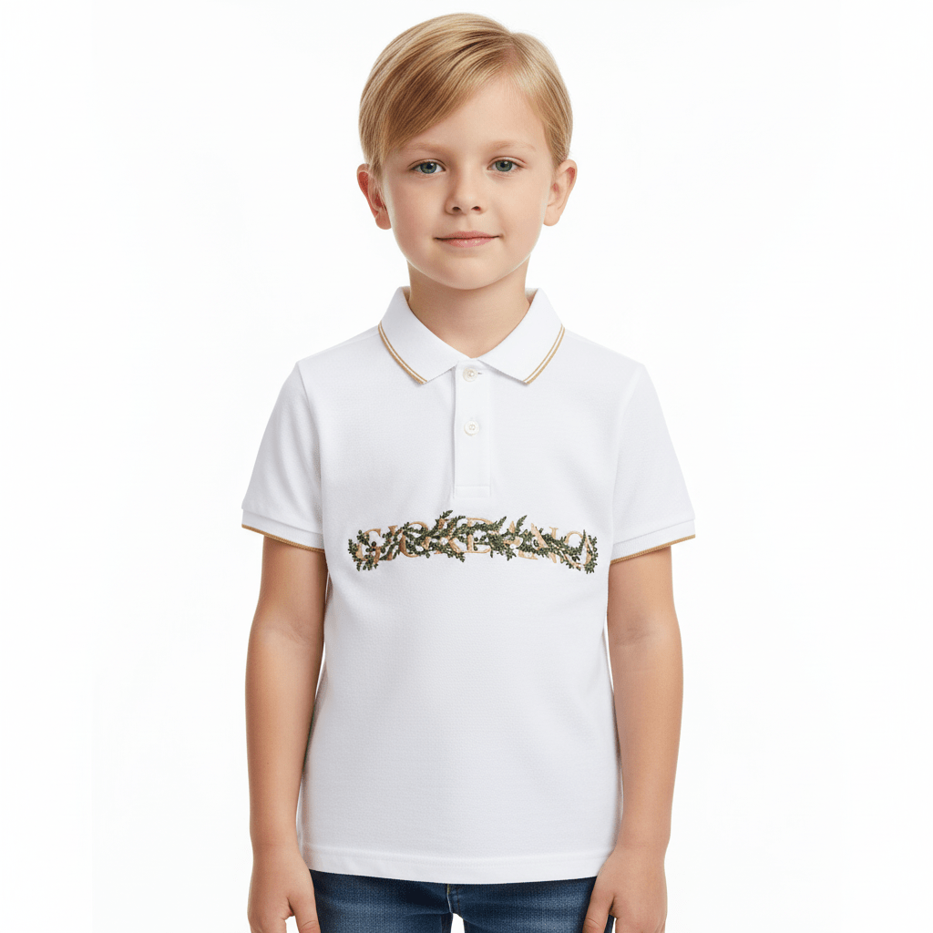Giordano Kids Slim Fit Cotton Lycra Embroidered Bold Polo - Premium Polo
