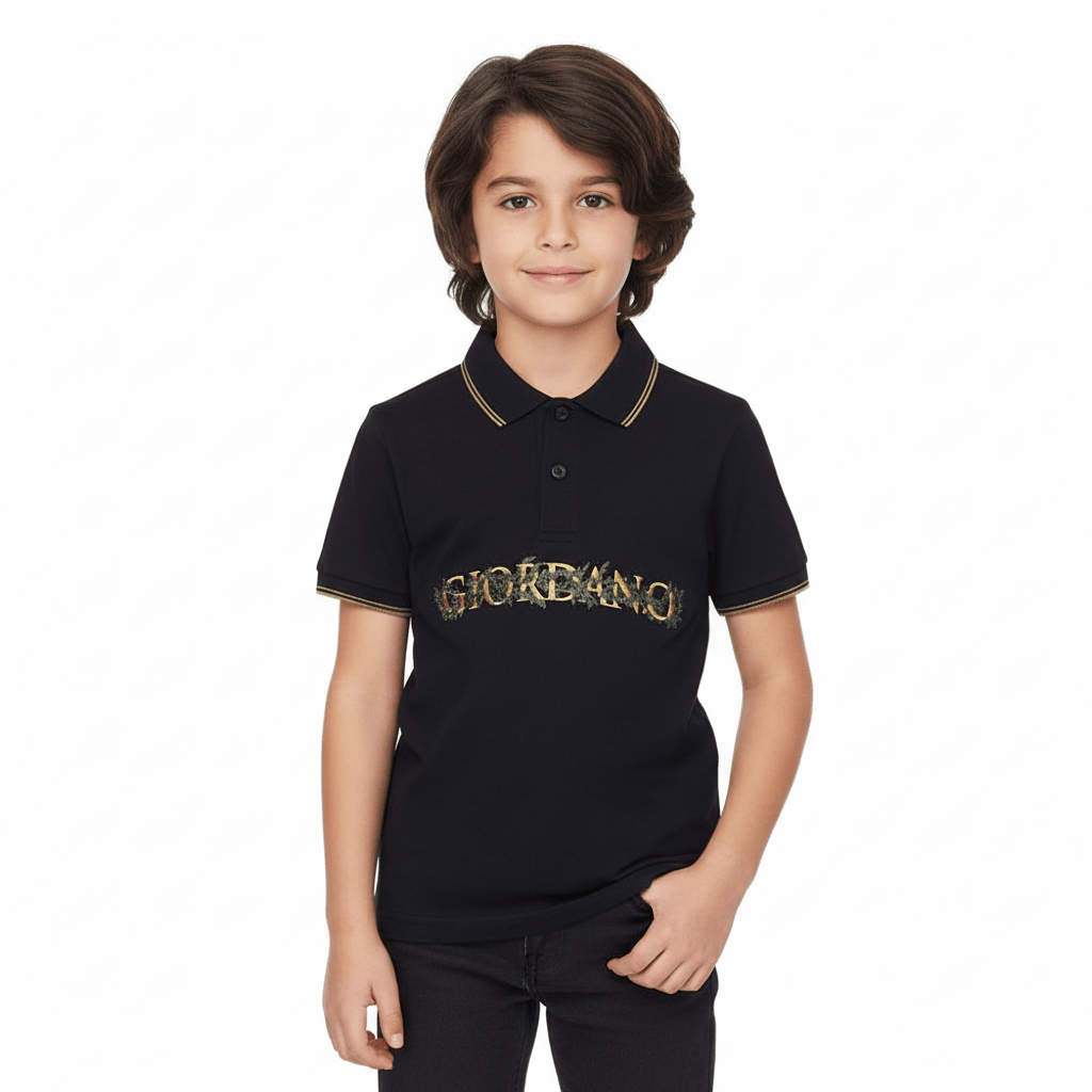 Giordano Kids Slim Fit Cotton Lycra Embroidered Bold Polo - Premium Polo