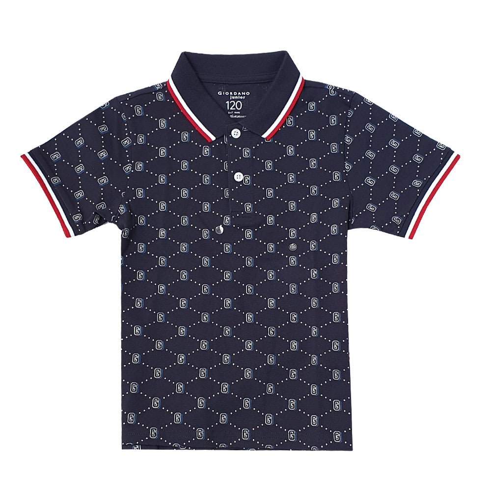 Kids' Slim Fit Cotton - Lycra Piqué Polo | All - Over Print - Giordano