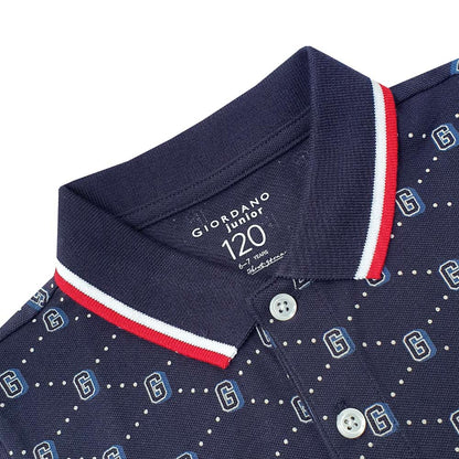 Kids' Slim Fit Cotton - Lycra Piqué Polo | All - Over Print - Giordano