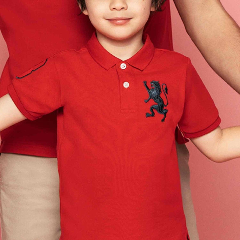 Kids’ Slim Fit Lion Embroidered Cotton Polo 4 Y - Shop Giordano