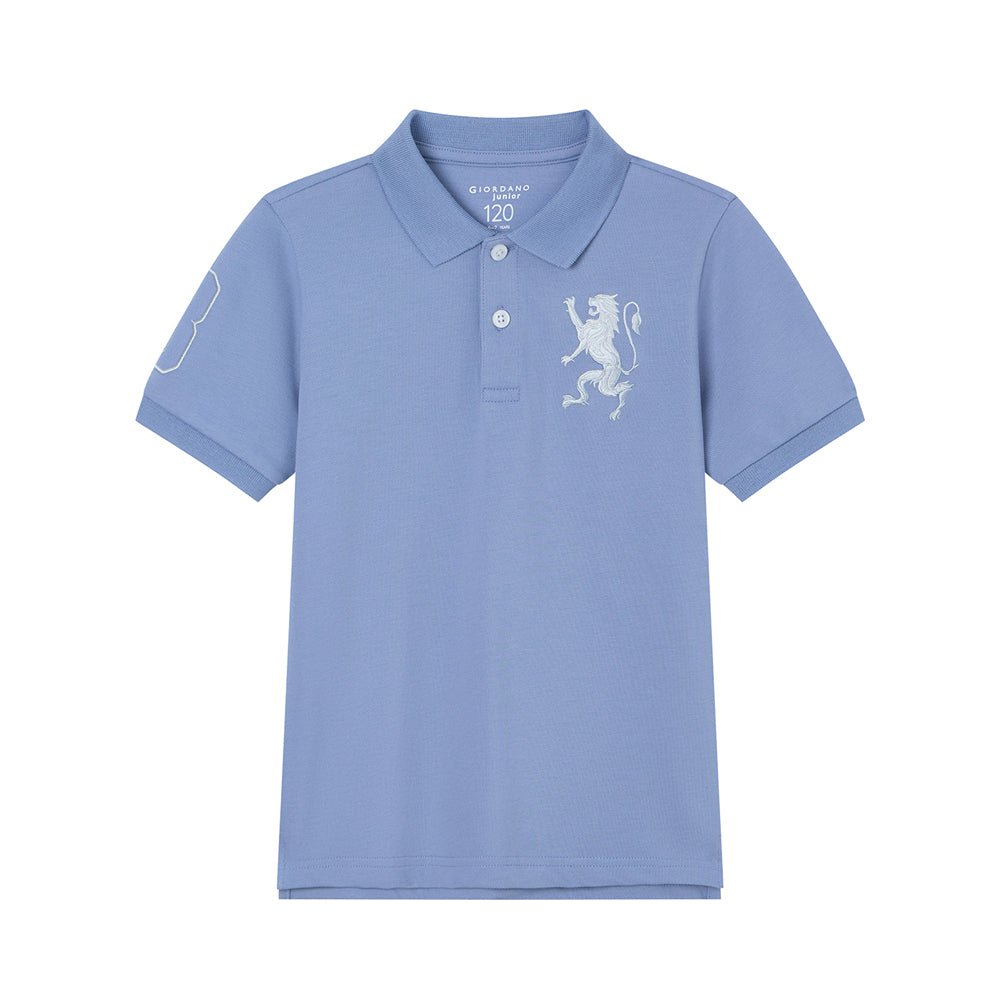 Kids’ Slim Fit Lion Embroidered Cotton Polo 4 Y - Shop Giordano