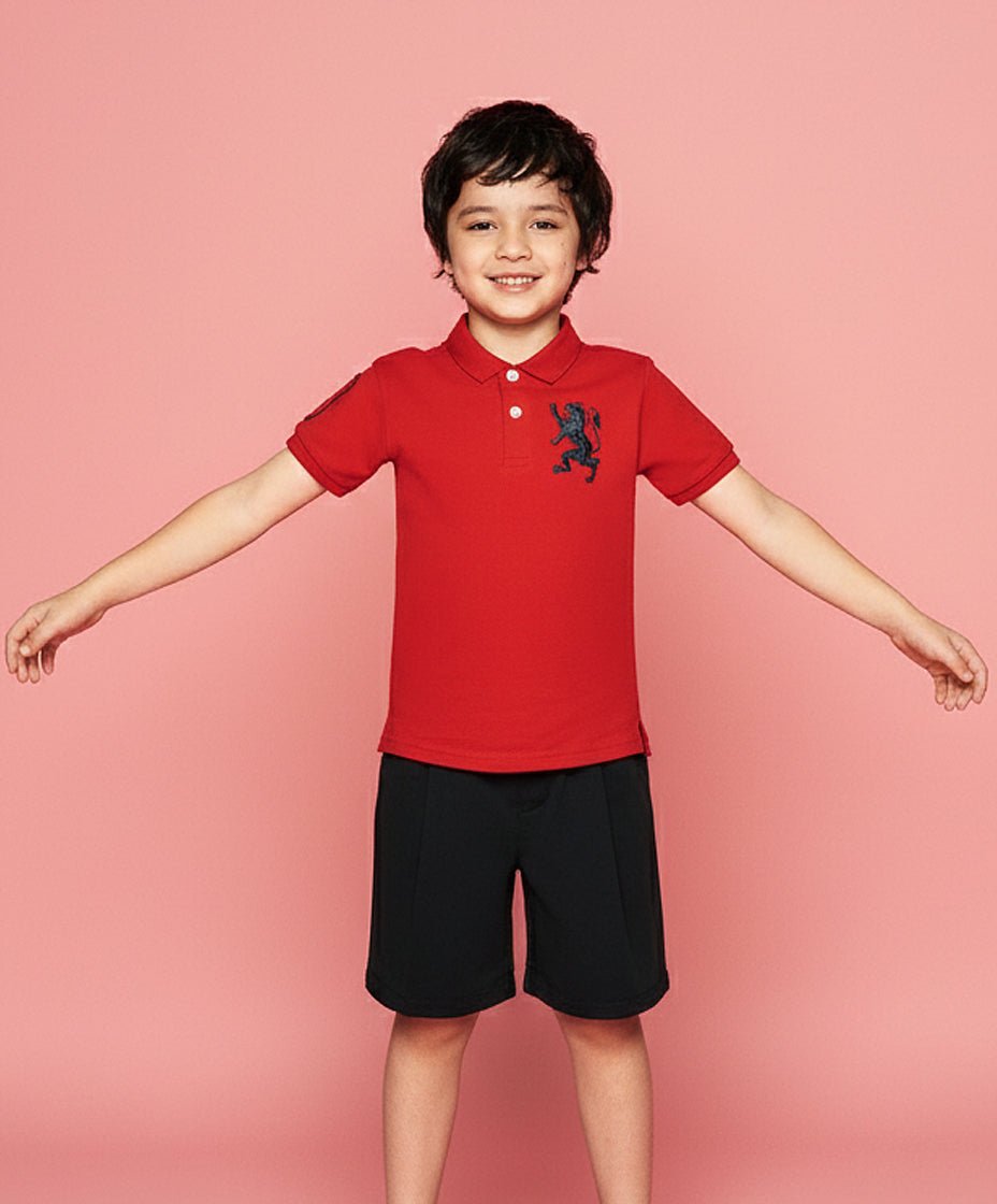 Kids’ Slim Fit Lion Embroidered Cotton Polo 4 Y - Shop Giordano