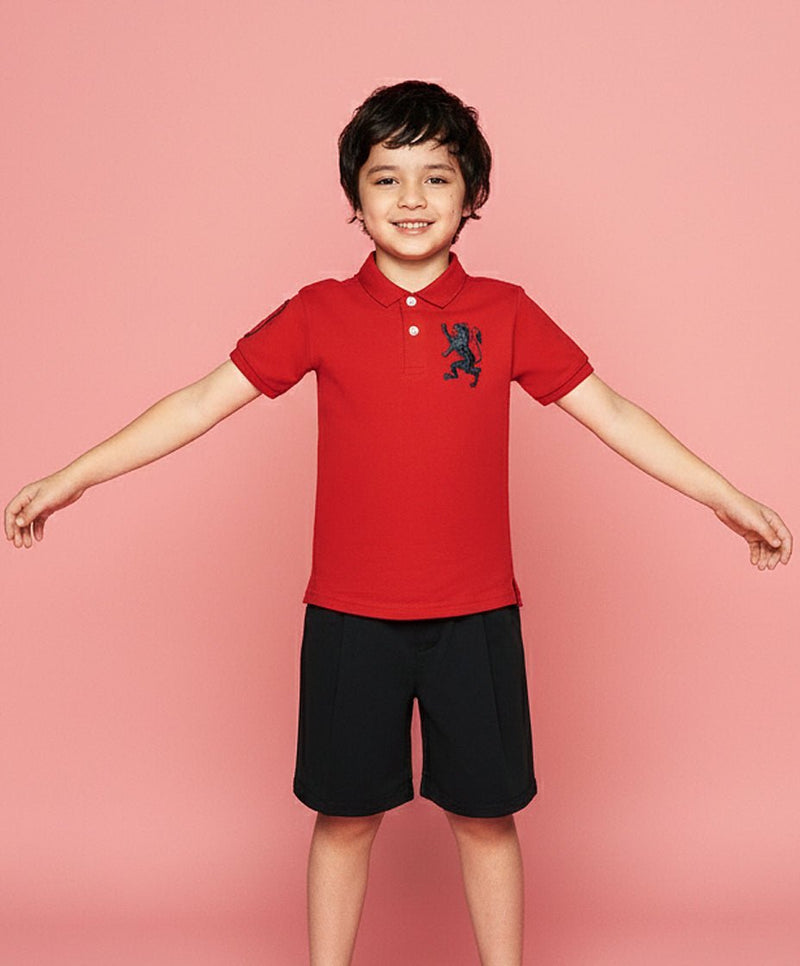 Kids’ Slim Fit Lion Embroidered Cotton Polo 4 Y - Shop Giordano