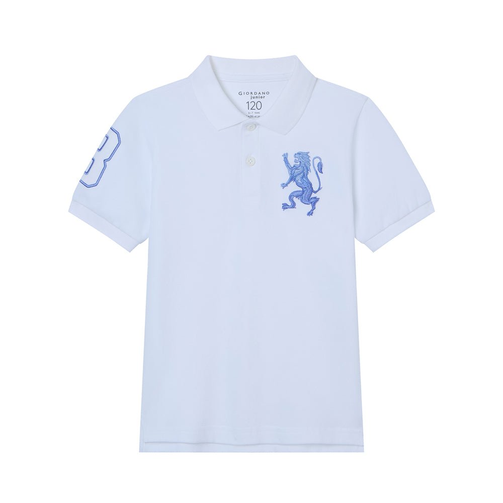Kids’ Slim Fit Lion Embroidered Cotton Polo 4 Y - Shop Giordano