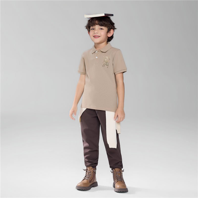 Kids’ Slim Fit Lion Embroidered Cotton Polo 4 Y - Shop Giordano