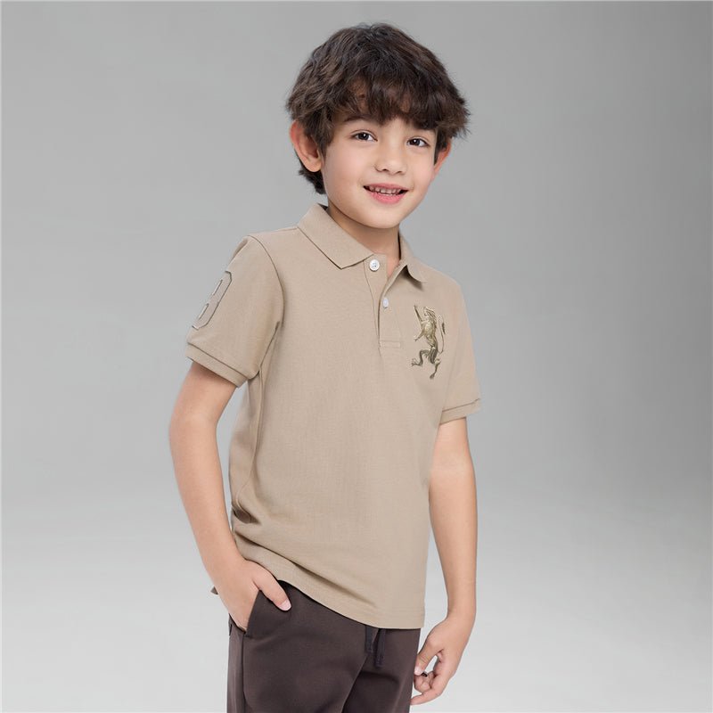 Kids’ Slim Fit Lion Embroidered Cotton Polo 4 Y - Shop Giordano