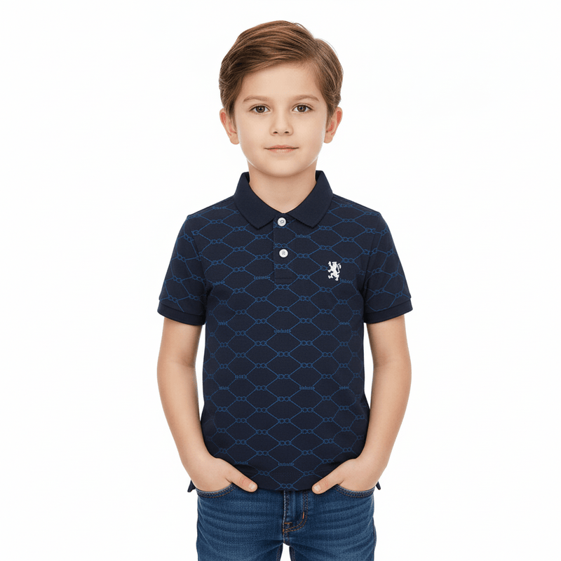 Giordano Kid's' Slim Pique Polo With Pattern Print & Embroidery - first_variant_option_2 Premium Polo for Giordano