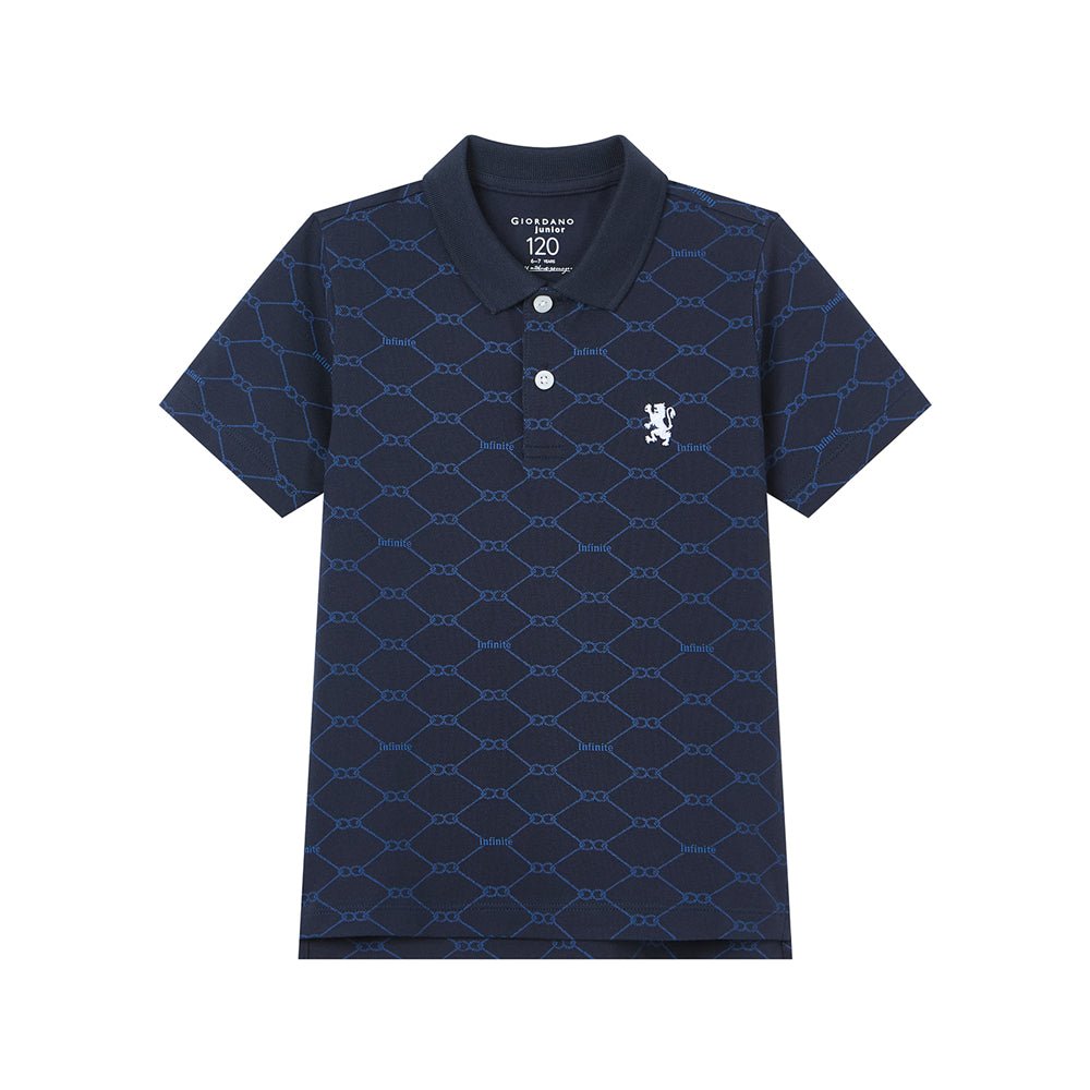 Giordano Kid's' Slim Pique Polo With Pattern Print & Embroidery - first_variant_option_2 Premium Polo for Giordano