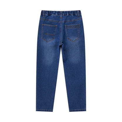 Kids' Stretch Denim Jeans: Regular Tapered Fit, Elastic Waist - Giordano