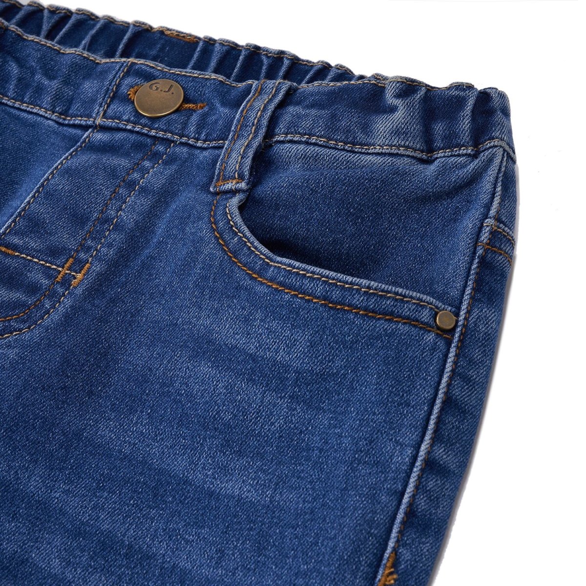 Kids' Stretch Denim Jeans: Regular Tapered Fit, Elastic Waist - Giordano