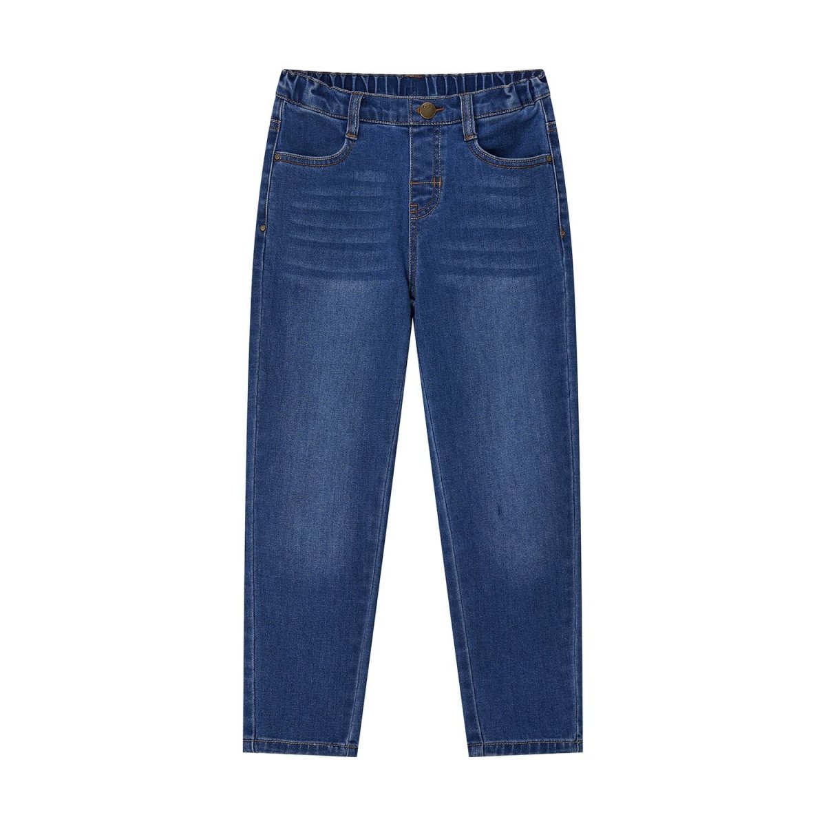Kids' Stretch Denim Jeans: Regular Tapered Fit, Elastic Waist - Giordano