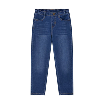 Kids' Stretch Denim Jeans: Regular Tapered Fit, Elastic Waist - Giordano