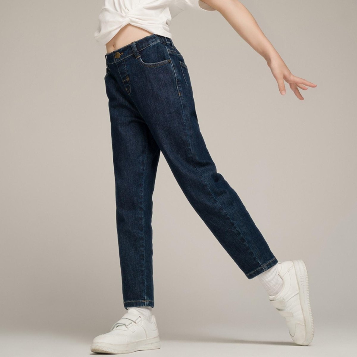Kids' Stretch Denim Jeans: Regular Tapered Fit, Elastic Waist - Giordano