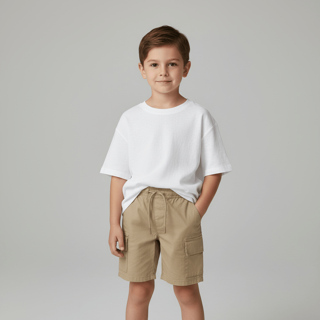 Kids’ Twill Comfort Fit Elastic Waist Shorts 110 - Shop Giordano
