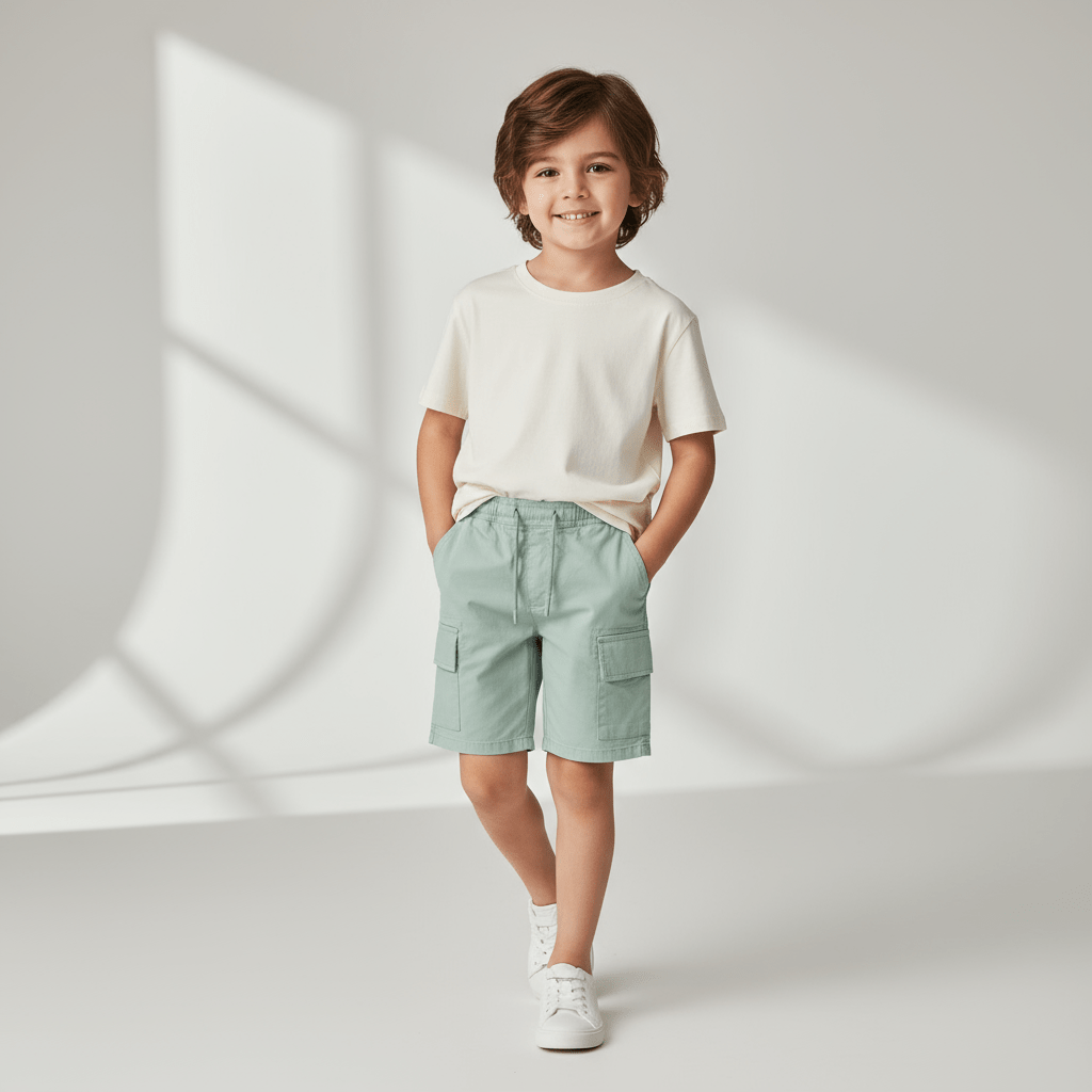 Kid's Twill Comfort Fit Elastic Waist Shorts 4 Y - Shop Giordano