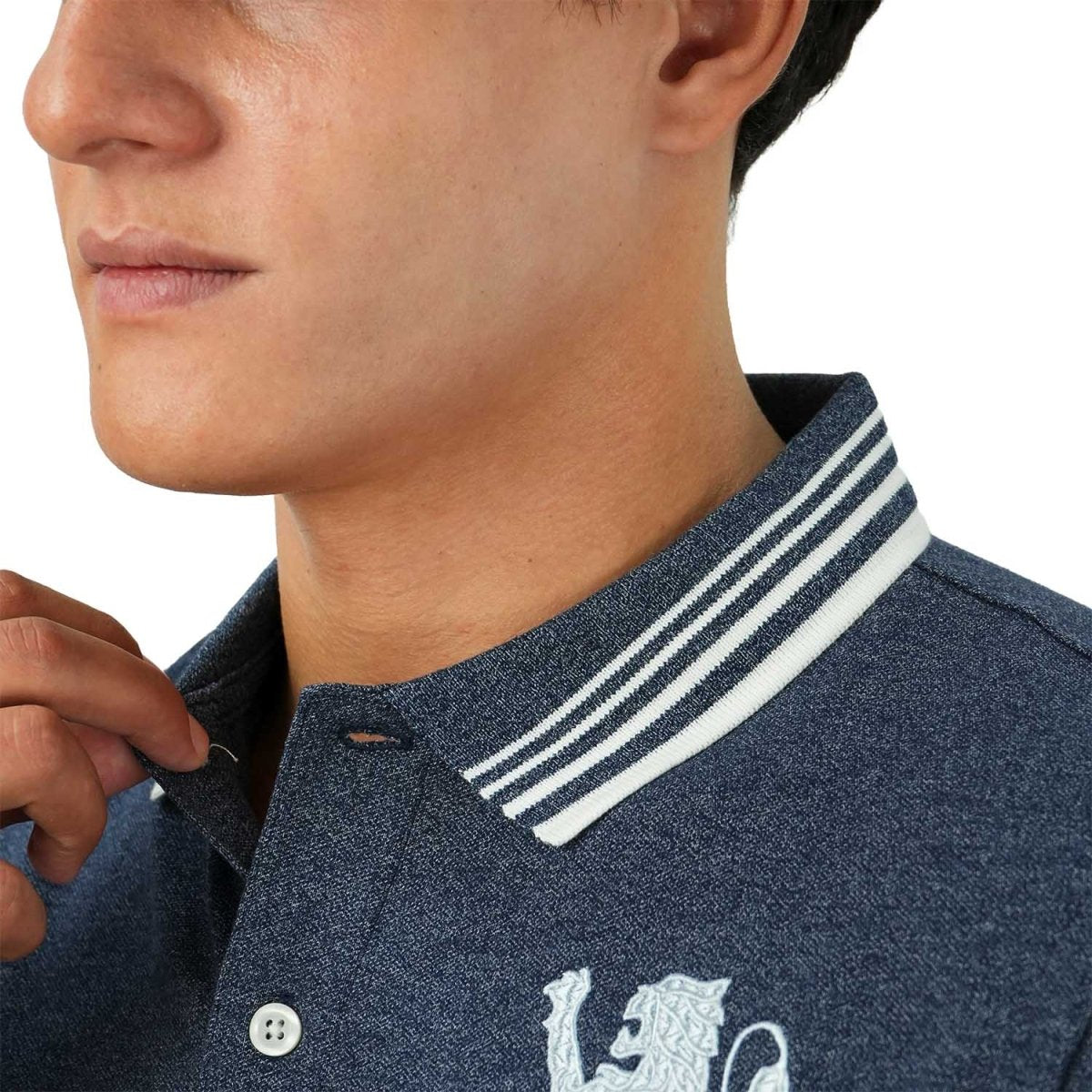 Giordano Men's 3D Lion Polo: Slim Fit, Bold Embroidery, Premium Pique - Premium Polo