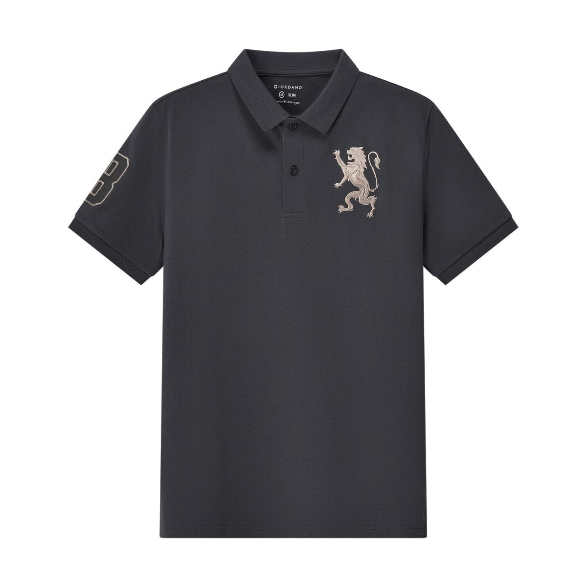 Men's 3D Lion Polo: Slim Fit, Bold Embroidery, Premium Pique - Giordano