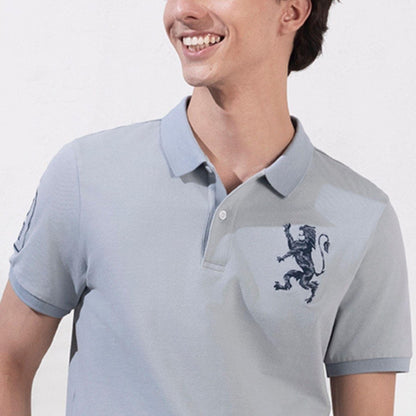 Men's 3D Lion Polo: Slim Fit, Bold Embroidery, Premium Pique - Giordano