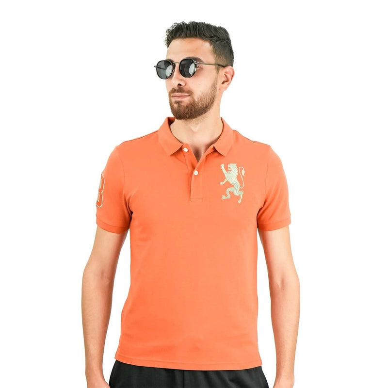 Men's 3D Lion Polo: Slim Fit, Bold Embroidery, Premium Pique S - Shop Giordano