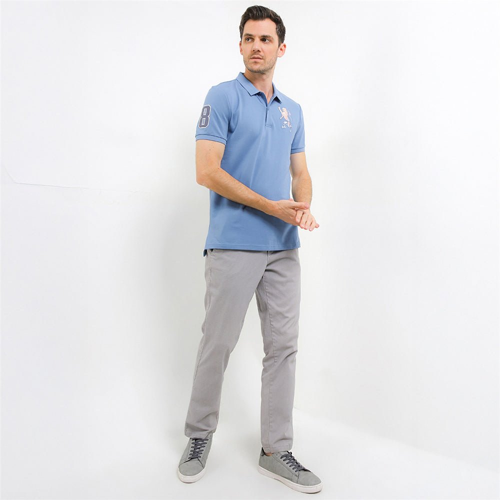 Men's 3D Lion Polo: Slim Fit, Bold Embroidery, Premium Pique - Giordano