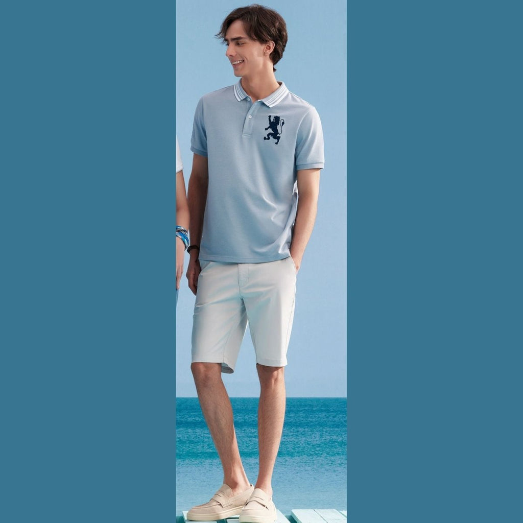 Giordano Men's 3D Lion Polo: Slim Fit, Bold Embroidery, Premium Pique - Premium Polo