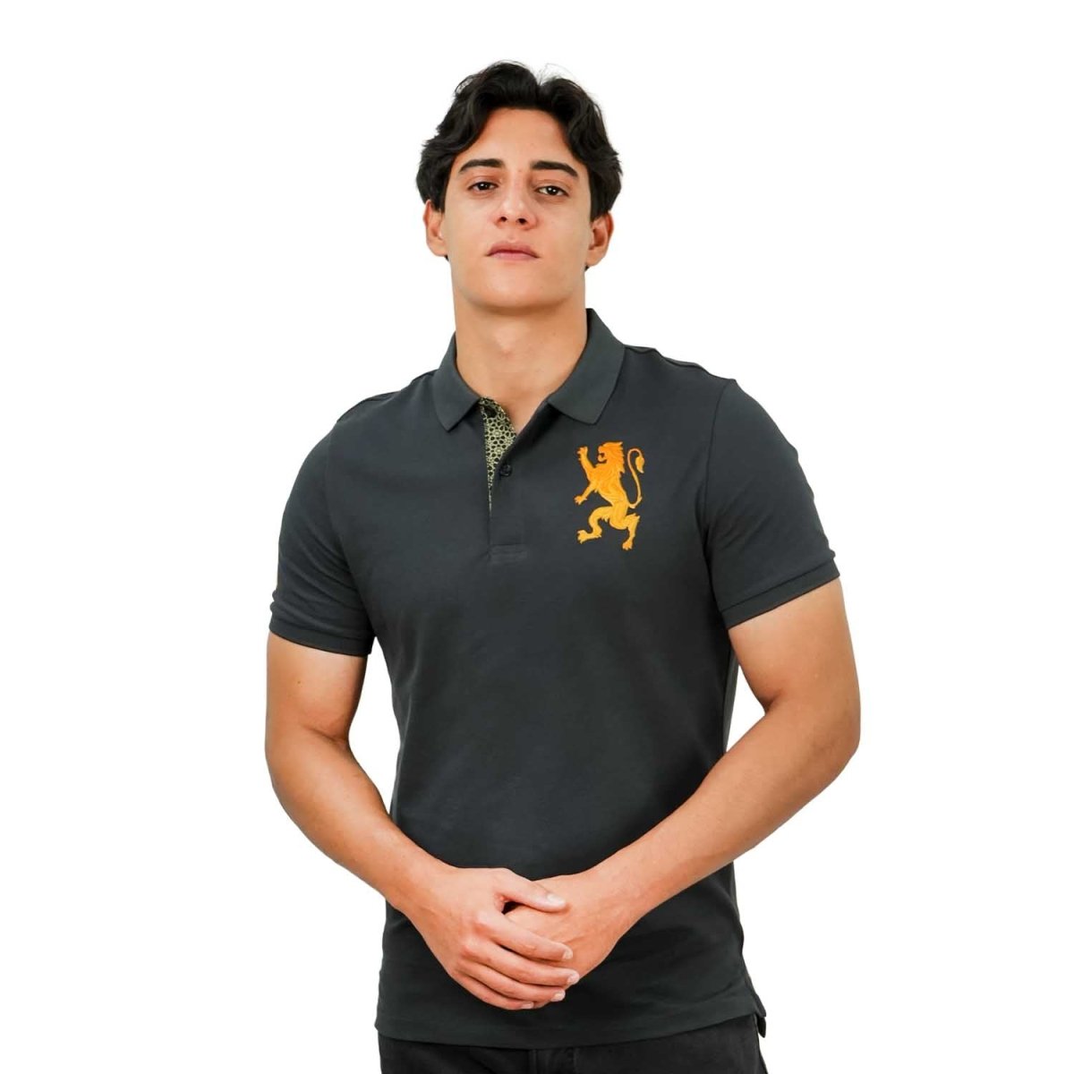 Giordano Men's 3D Lion Polo: Slim Fit, Bold Embroidery, Premium Pique - Premium Polo