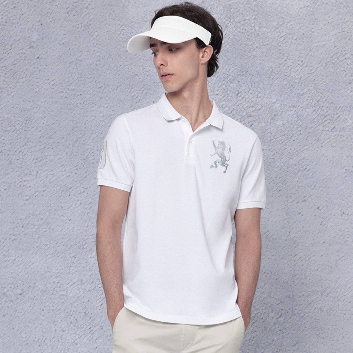 Men's 3D Lion Polo: Slim Fit, Bold Embroidery, Premium Pique - Giordano