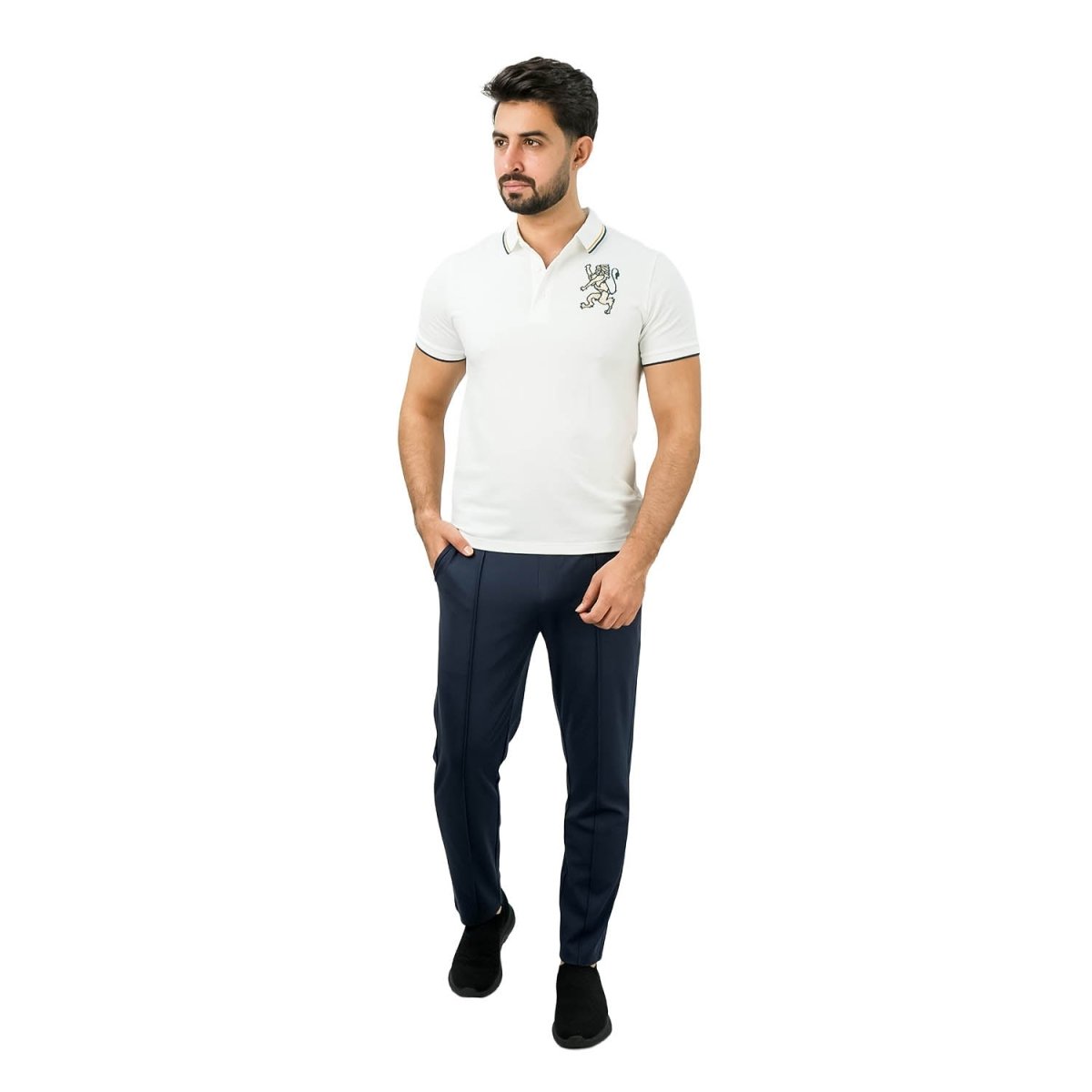 Men's 3D Lion Polo: Slim Fit, Bold Embroidery, Premium Pique - Giordano