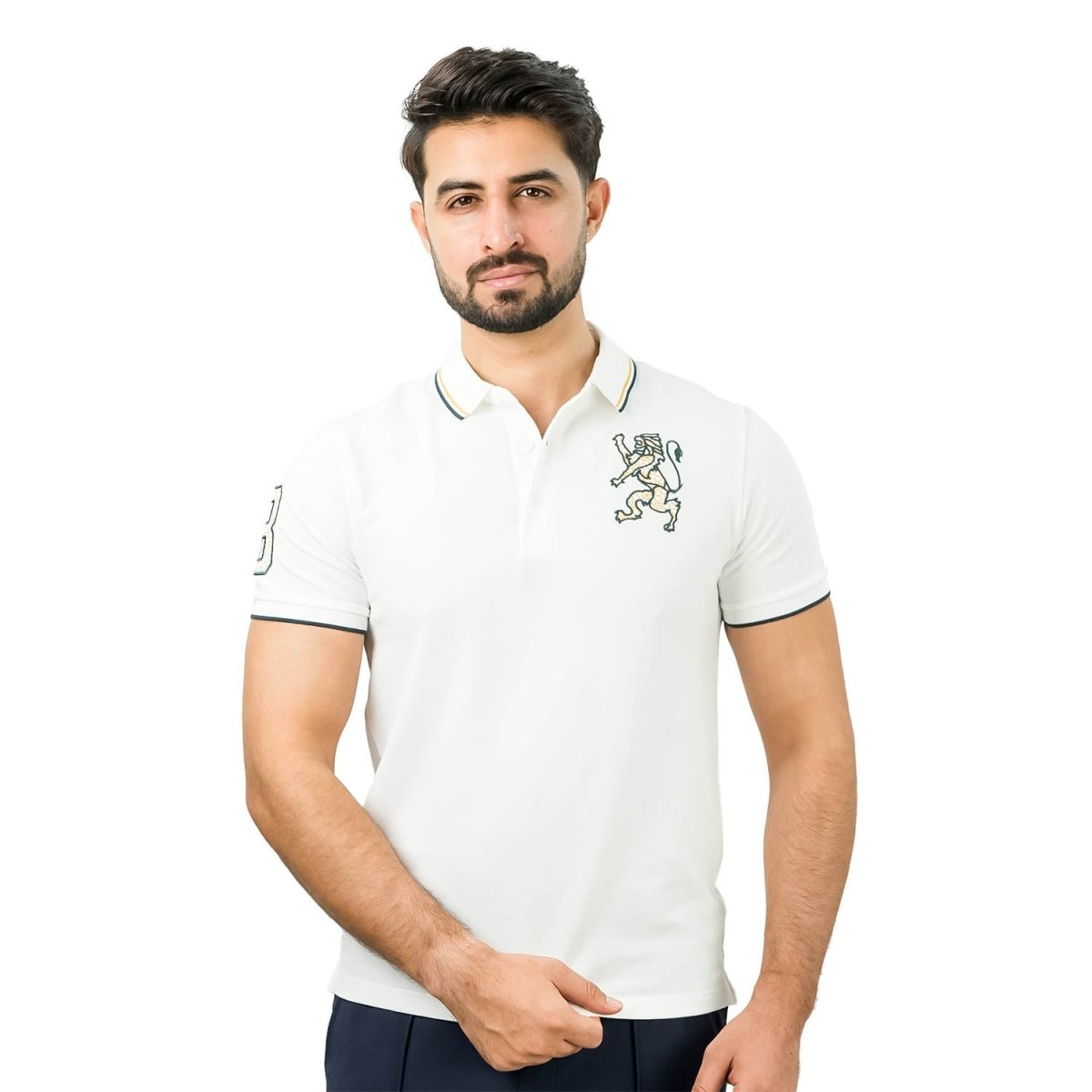 Men's 3D Lion Polo: Slim Fit, Bold Embroidery, Premium Pique - Giordano