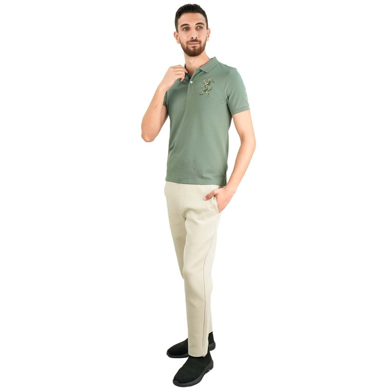 Men's 3D Lion Polo: Slim Fit, Bold Embroidery, Premium Pique S - Shop Giordano