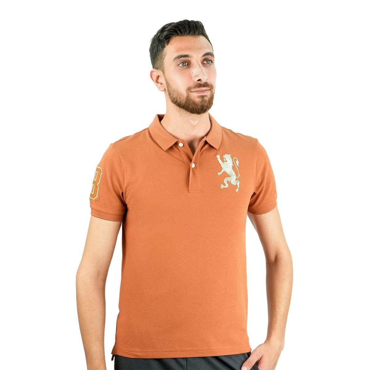 Men's 3D Lion Polo: Slim Fit, Bold Embroidery, Premium Pique - Giordano