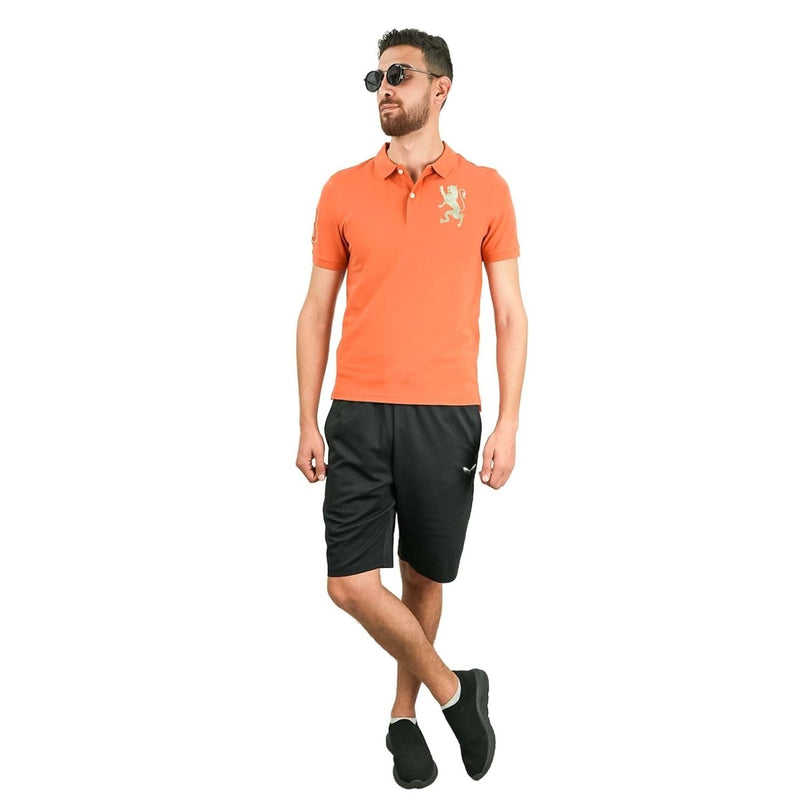 Men's 3D Lion Polo: Slim Fit, Bold Embroidery, Premium Pique S - Shop Giordano