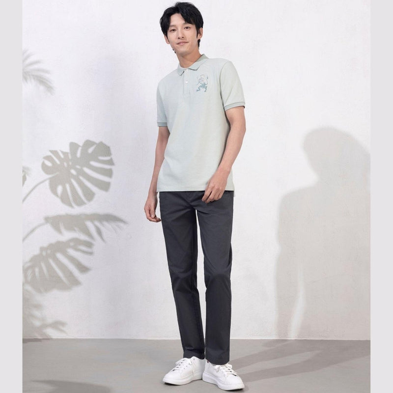 Men's 3D Lion Polo: Slim Fit, Bold Embroidery, Premium Pique S - Shop Giordano