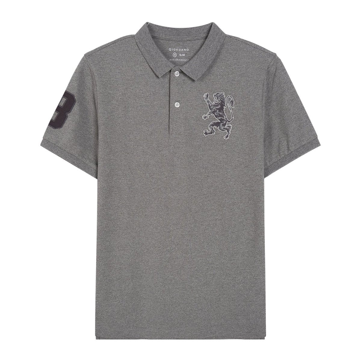 Men's 3D Lion Polo: Slim Fit, Bold Embroidery, Premium Pique - Giordano