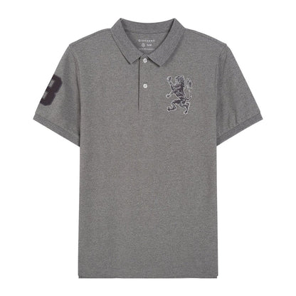 Men's 3D Lion Polo: Slim Fit, Bold Embroidery, Premium Pique - Giordano