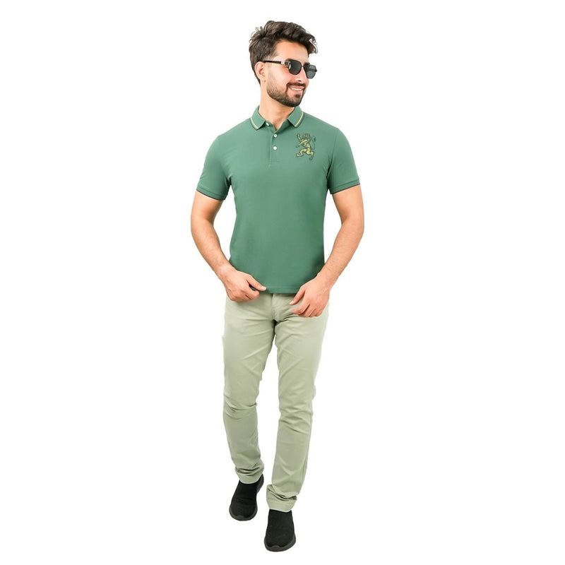 Men's 3D Lion Polo: Slim Fit, Bold Embroidery, Premium Pique S - Shop Giordano