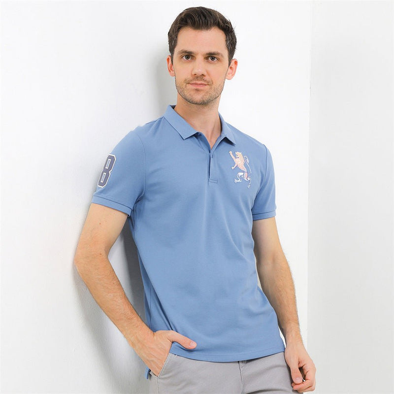 Men's 3D Lion Polo: Slim Fit, Bold Embroidery, Premium Pique S - Shop Giordano