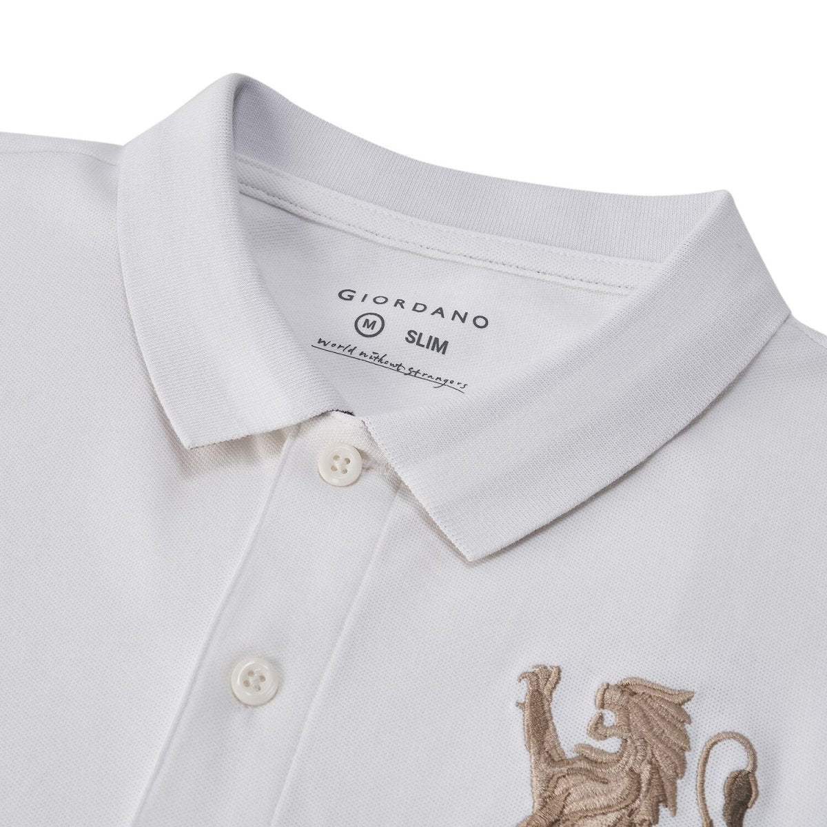 Men's 3D Lion Polo: Slim Fit, Bold Embroidery, Premium Pique S - Shop Giordano