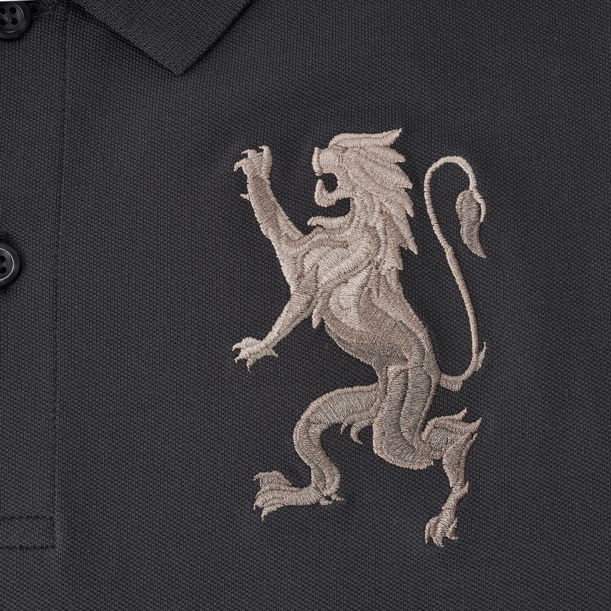 Men's 3D Lion Polo: Slim Fit, Bold Embroidery, Premium Pique - Giordano