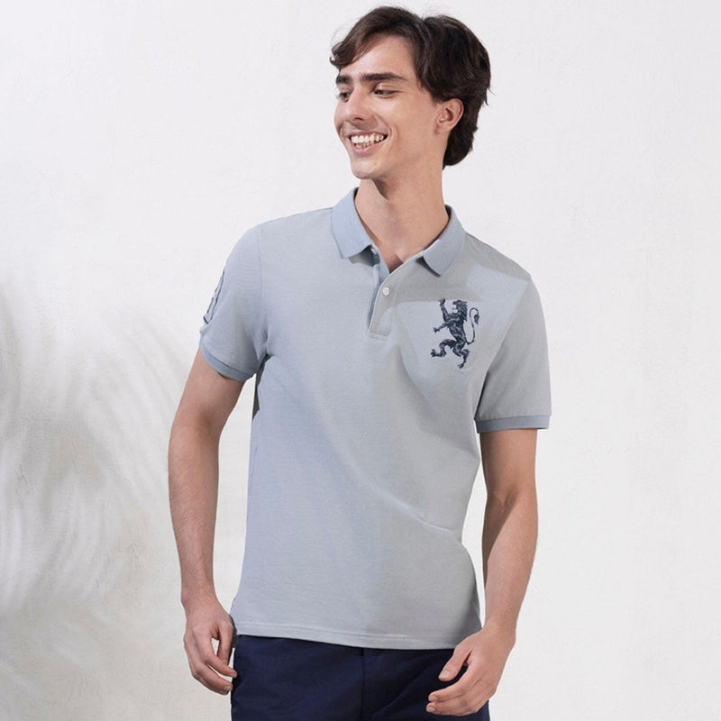 Men's 3D Lion Polo: Slim Fit, Bold Embroidery, Premium Pique S - Shop Giordano