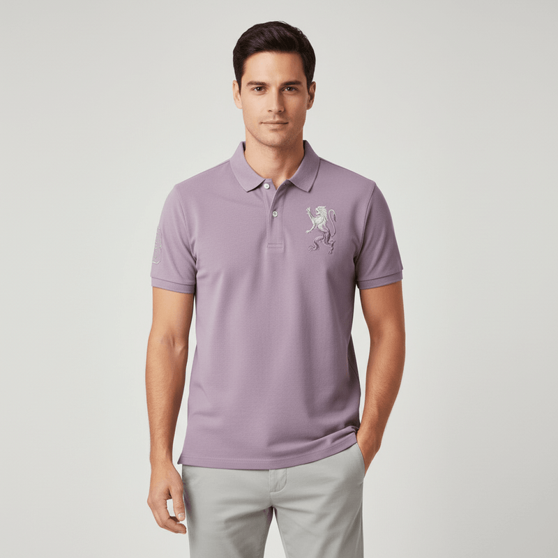 Men's 3D Lion Polo: Slim Fit, Bold Embroidery, Premium Pique S - Shop Giordano